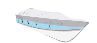 Krycí plachta  lodě - člunu. Tmavomodrá, 630-710 cm x 380 cm - 10 mm  D- kroužek